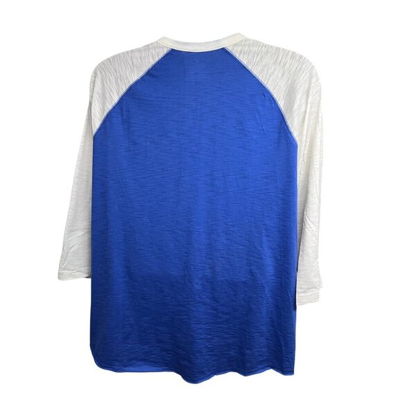 Fanatics Los Angeles LA Dodgers Baseball Blue Colorblock 3/4 Sleeve Shirt 2XL - Picture 2 of 5
